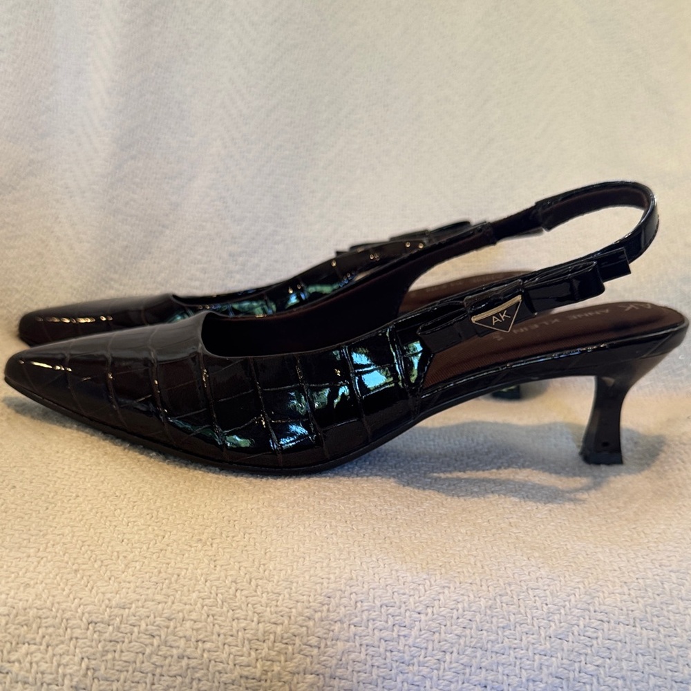 Anne Klein iflex chocolate brown faux crocodile slingback pumps women’s size 7.5